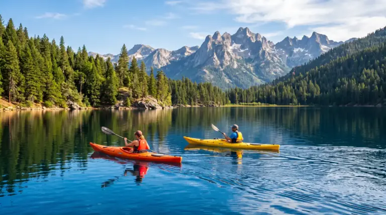 Kayaks_gliding_on_Trinity_Lake