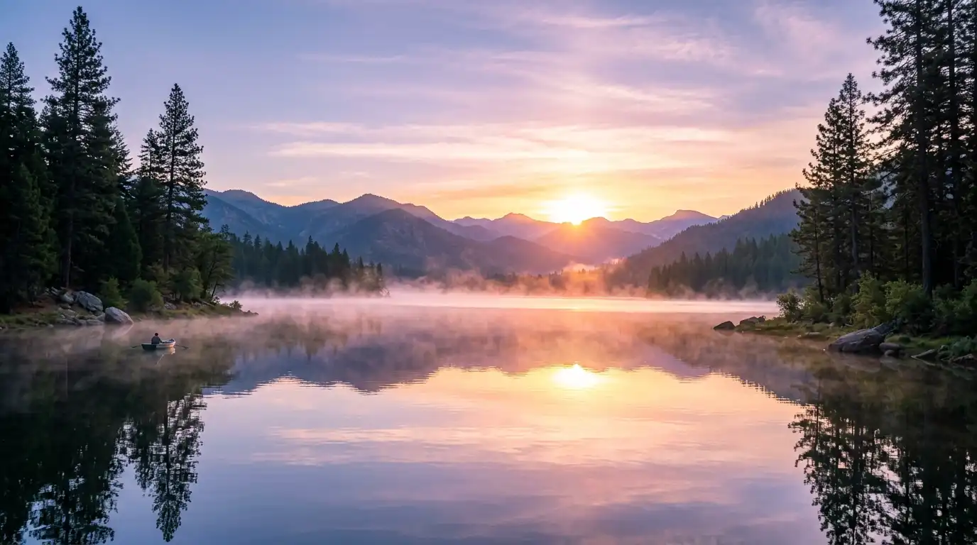 Sunrise over Trinity Lake in California